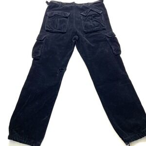 Mnml Corduroy Cargo Pants Men 33 Black 100% Cotton Mid Rise Pockets Straight Leg